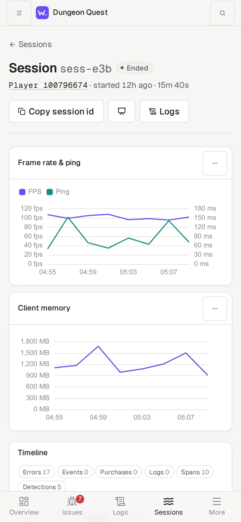 The same session in Workshell on a phone